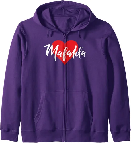Vista 6 de I Love Mafalda First Name Camiseta I Heart Named Sudadera con capucha y cremallera, Negro
