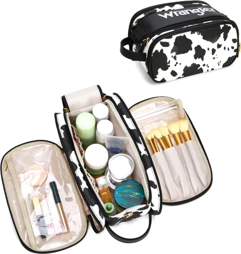 Vista 10 de Wrangler - Neceser de viaje grande para maquillaje, bolsa de cosméticos Vaca café