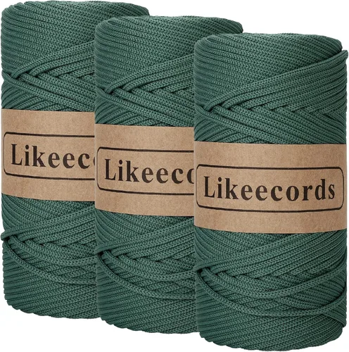 Vista 11 de Likeecords Cordón de macramé trenzado de poliéster de 0.157 in, 140 yardas, 426 pies, hilo elástico para bolsa de ganchillo para manualidades