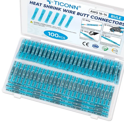 Vista 12 de TICONN Kit de conectores a tope termorretráctiles de 60 piezas, empalme a tope AWG 14 – 12, terminales de crimpado de cables eléctricos marinos