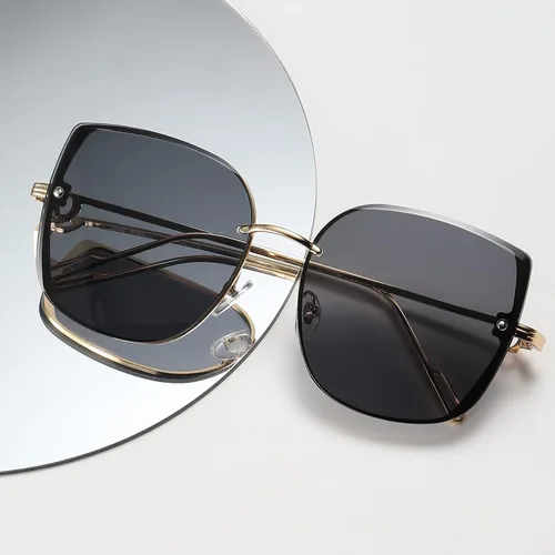 Vista 2 de Bevi Gafas de sol vintage sin montura de metal con protección UV 400, gafas de moda para mujer