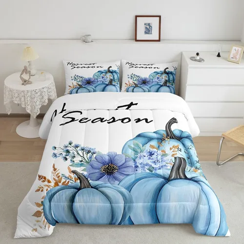 Vista 35 de Castle Fairy Juego de edredón con diseño de gato lindo para niños, tamaño twin, juego de ropa de cama con hojas de flores, luna, noche y cielo