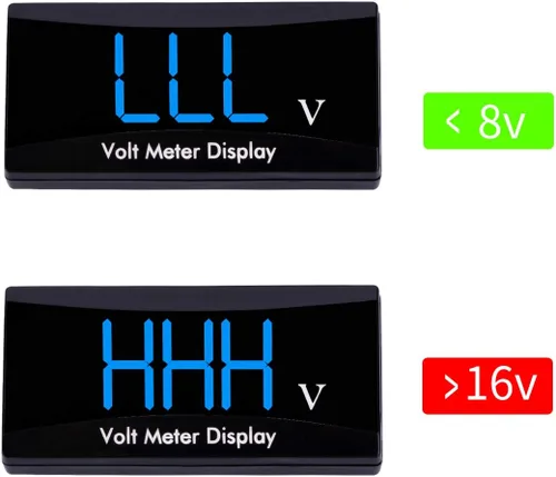 Vista 5 de Voltímetro digital de auto DC 12 V – AIMILAR con pantalla LED, medidor de voltaje para auto o motocicleta (Azul)