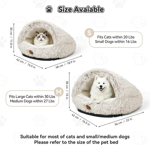 Vista 7 de YooxArmor Cama redonda para gatos, cama para perros pequeños y medianos Marrón