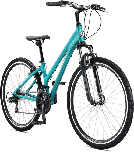 Vista 12 de Schwinn Network 1 Bicicleta híbrida, Bicicleta de 700c para hombres y mujeres, Bicicleta híbrida de 21 velocidades, marco de aluminio, horquilla