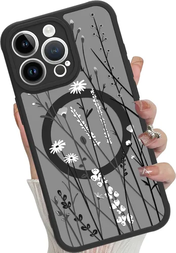 Vista 77 de Funda magnética para iPhone 17 Pro [compatible con MagSafe], bonita funda de moda con estampado de leopardo negro, translúcida, mate, parte trasera