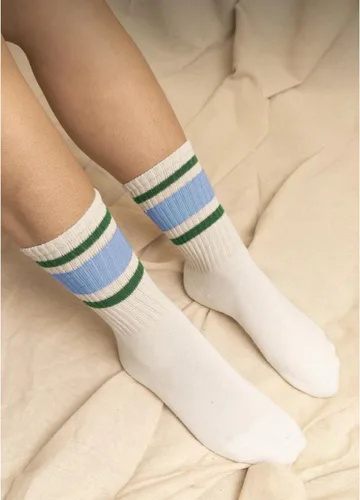 Vista 2 de 4 pares de calcetines a rayas para mujer, calcetines deportivos retro de algodón, elásticos, calcetines novedosos, unisex, multicolor