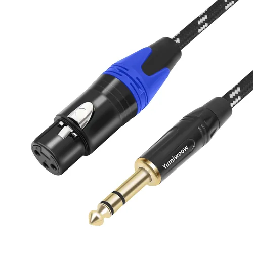 Vista 4 de Cable XLR de 1/4 de pulgada a XLR, trenzado de nailon resistente, enchufe chapado en oro, cable de conexión TRS equilibrado de 1/4 pulgadas a XLR