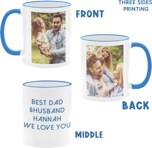 Vista 8 de Taza de café personalizada con diseño de taza de café personalizada con texto fotográfico y logotipo, regalos personalizados de Navidad para hombres