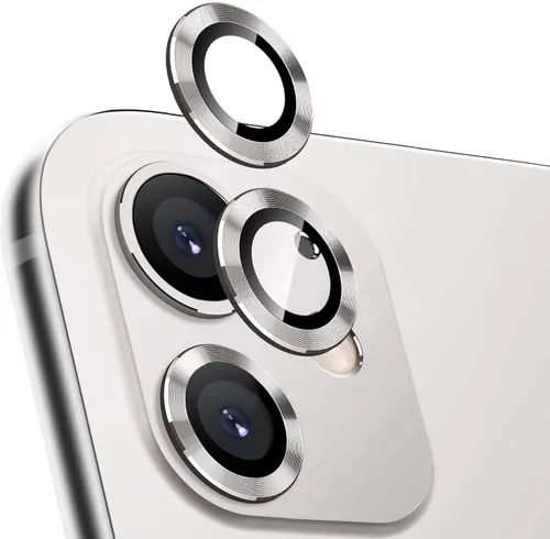 Vista 17 de LucBuy Protector de lente de cámara para iPhone 12 Pro Max, vidrio templado HD de alta calidad, aleación de aluminio, anillo individual, película