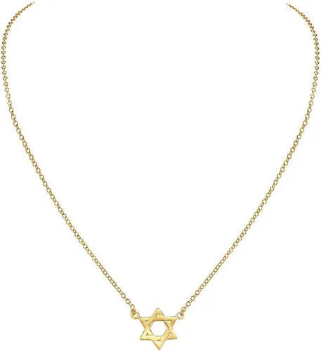 Vista 3 de Collar con colgante de estrella judía de David de plata de ley 925