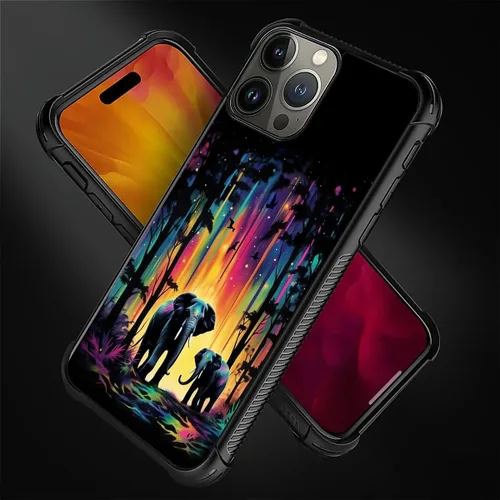 Vista 710 de Funda compatible con iPhone 15, diseño de elefantes africanos, diseño increíble a prueba de golpes, antiarañazos, carcasa trasera de policarbonato