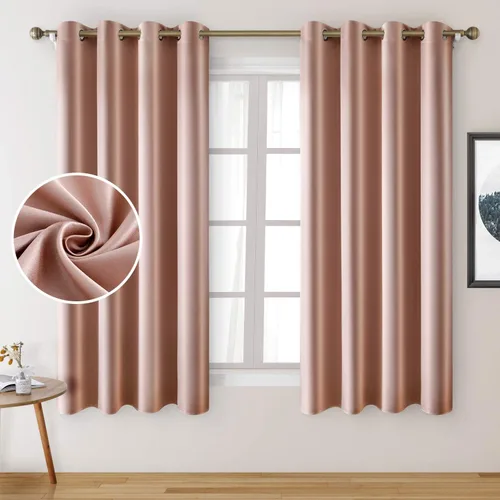 Vista 14 de HOMEIDEAS 2 paneles de cortina de seda sintética, cortinas opacas para dormitorio