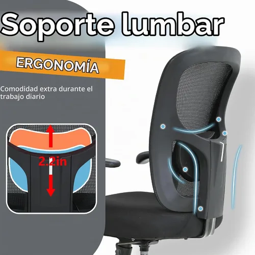 Vista 4 de Silla de escritorio ergonómica, silla de oficina, silla de computadora de 500 libras con soporte lumbar, asiento ancho, brazos ajustables
