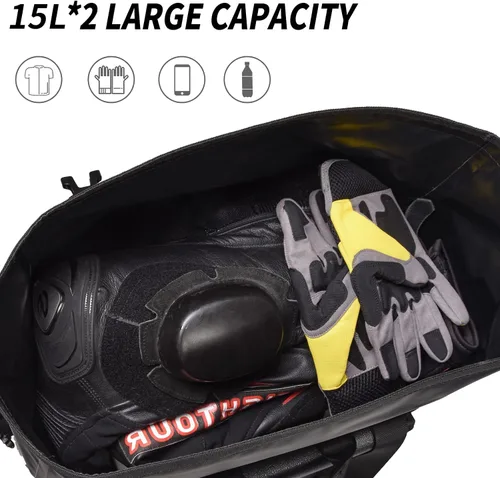 Vista 5 de 30L Bolsas de equipaje para motocicleta para viajes en moto - Bolsas de alforjas para motocicletas - Bolsa desmontable para scooter, Honda, Suzuki
