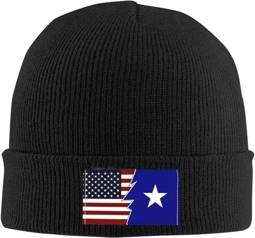Vista 2 de Ripped Style American and Bonnie Blue Flag Beanie Hat for Men Women Warm Cozy Knit Skull Cap Acrylic Winter Hats
