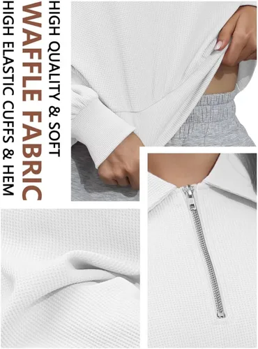 Vista 3 de Sudadera corta con media cremallera para mujer, trajes de otoño para entrenamiento
