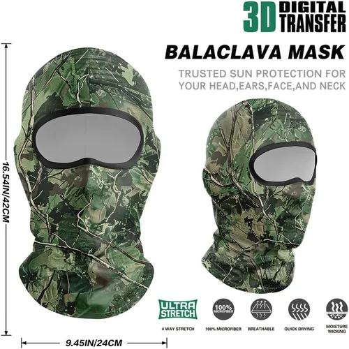 Vista 3 de Pasamontañas con camuflaje transpirable para hombres, ideal para caza, senderismo, ciclismo, motocicleta