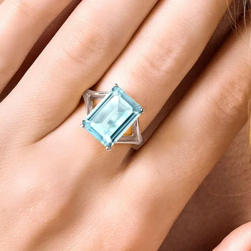 Vista 23 de Gem Stone King Anillo de compromiso solitario con piedra preciosa de corte esmeralda de 0.551 x 0.394 in para mujer, plata de ley 925, anillo