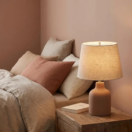Vista 4 de CALLARON Lámpara pequeña de tela con clip para lámpara de mesa de pared (beige) Pantalla de tela para luz de mesa