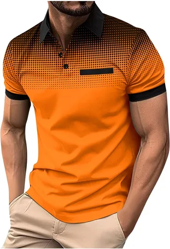 Vista 15 de Mens Shirts Casual Stylish Button Down Short Sleeve Polo Shirt Summer Vacation Shirts Loose Athletic Pullover Tee