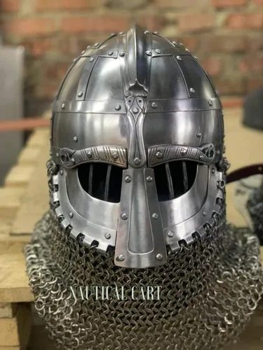 Vista 2 de BLUEBIRD MEDIEVAL - Casco de acero medieval con cadena para cosplay, SCALARP