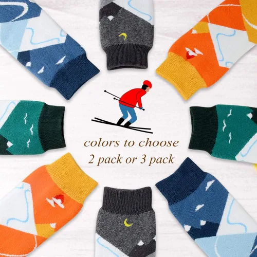 Vista 6 de Calcetines de esquí para niños (2 pares3 pares) para niñas, niños, cálidos, suaves, antideslizantes, para invierno, esquí, al aire libre