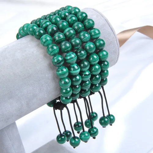Vista 2 de Massive Beads - Pulsera de cuentas de cristales de macramé con poder curativo natural, unisex, ajustable, 516 pulgadas (8 mm)