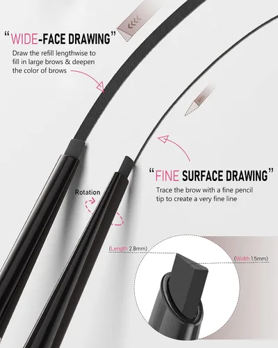 Vista 4 de Yfulfill Lápiz de Cejas Negro - Lápices de Cejas Impermeables para Mujeres Waterproof Eye Brow Pencil Black Color for Naturally Black Hair.