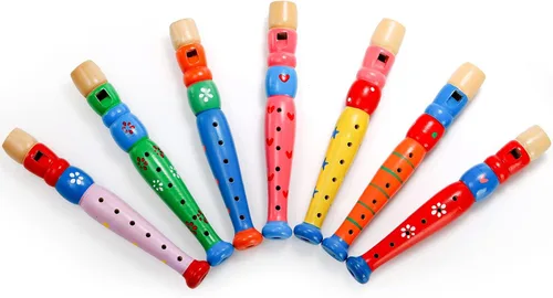 Vista 8 de Foraineam 7 piezas pequeñas grabadoras de madera instrumento musical flauta de madera, colorido Piccolo Woodwind música rítmica grabador