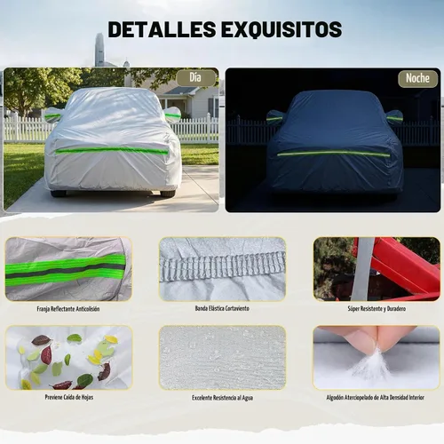 Vista 6 de TUCAREST - Funda de auto completa de 6 capas de alta calidad, diseño de cremallera de carcasa dura, impermeable, resistente a la intemperie Tira