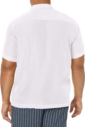Vista 2 de Cubavera Paneles de inserción de manga corta para hombre con camisa de punto de púa