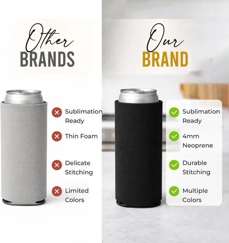 Vista 9 de Paquete de 12 fundas delgadas para enfriar latas, aislantes plegables de neopreno en blanco de 12 onzas, enfriadores de bebidas delgados para Surtido