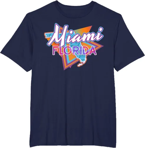 Vista 15 de Camiseta retro vintage de Miami Florida, Negro, S