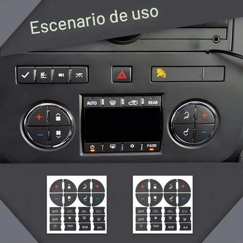 Vista 7 de 2 Paquetes Kit de Reparación de Botones del Tablero de CA Calcomanías Adhesivas - Compatible con Chevy, para Reparar Botones de Control de A/C 2 pzas