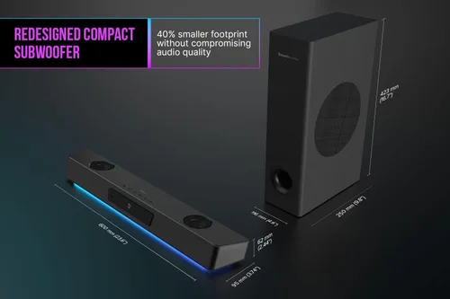 Vista 8 de Creative Sound Blaster Katana V2X RGB Barra de sonido para juegos Potencia máxima de 180 W con subwoofer compacto