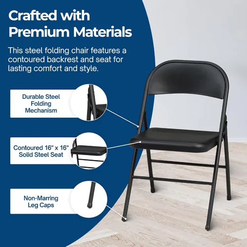 Vista 5 de MECO Sudden Comfort - Juego de sillas plegables de acero con marco de acero Respaldo contorneado para eventos en interiores o exteriores, juego