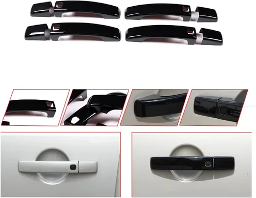 Vista 6 de Cubierta de manija de puerta en negro brillante para Land Rover Range Rover Sport 2010-2013 / Discovery 4 LR4 2009-2016 con 4 cerraduras inteligentes