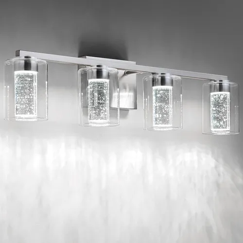 Vista 13 de SineRise - Lámpara de tocador de 2 luces, negra y dorada, con 3 modos de color (3000K/4000K/6000K), lámpara de baño LED con protección ocular