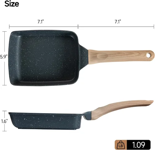 Vista 2 de Sartén antiadherente de granito para tortillas – Sartén para panqueques y olla de huevos saludable adecuada para estufa de gas, sartén versátil