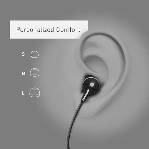 Vista 3 de Auriculares con cable Panasonic ErgoFit con micrófono, auriculares con cable de 3.5mm con micrófono y controlador de llamadas, auriculares Azul