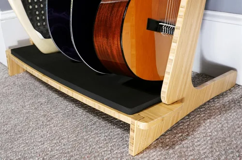 Vista 8 de Grassracks Estante vertical independiente para tablas de surf de alta calidad, soporte de bambú magistralmente hecho para 4 tablas de surf