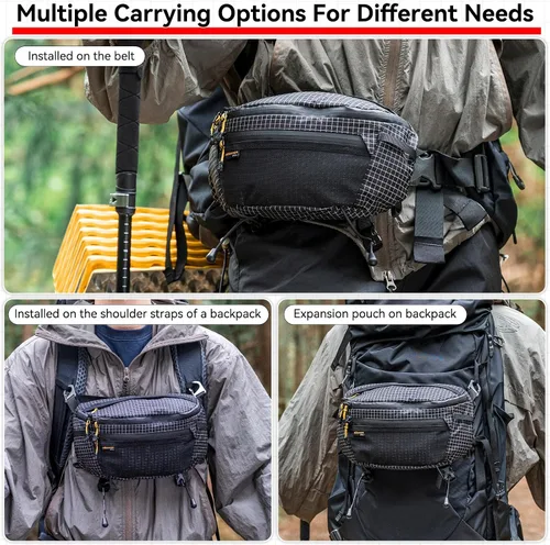 Vista 3 de HIKEMAN - Riñonera para mochila y bolsillo ligero para teléfono Negro