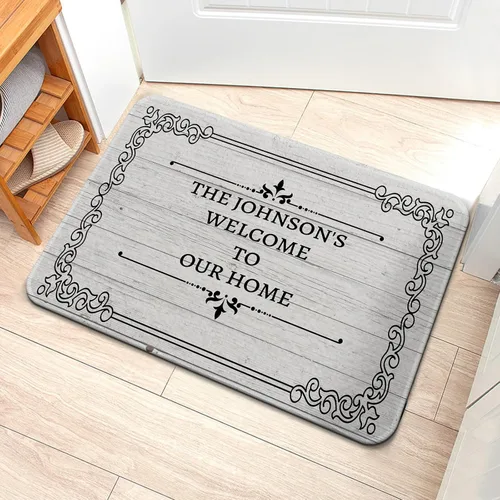 Vista 10 de Livole Tapete personalizado para puerta delantera, tapete de bienvenida personalizado con nombre de la familia, para interiores y exteriores