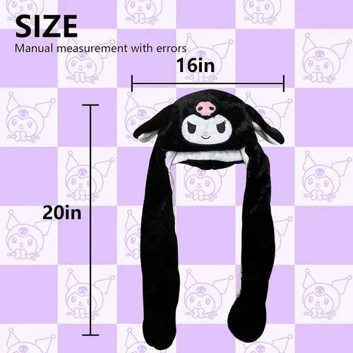 Vista 4 de Gorro de salto con orejas de Kawaii en movimiento, lindo gorro mullido de dibujos animados suave y cálido para el invierno, sombreros de felpa