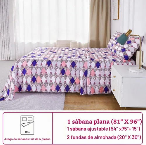 Vista 8 de Softan Juego de sábanas tamaño matrimonial con estampado geométrico de rombos y leopardo, sábanas bajeras de microfibra con bolsillo profundo de 15
