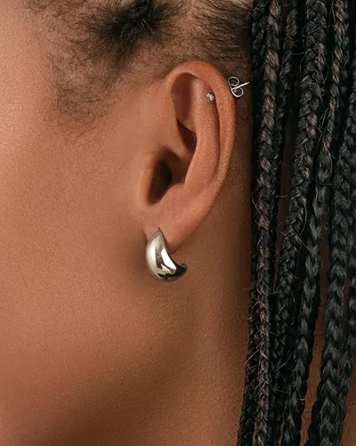 Vista 121 de Aretes de aro gruesos de oro para mujer, chapados en oro de 14 quilates, aretes de aro triple, hipoalergénicos, a la moda, aretes de aro gruesos