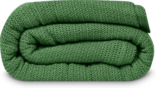 Vista 19 de Linteum Textile Supply Manta de tejido leno azul, tamaño Queen 100% algodón, ligera, cálida, esponjosa, suave y duradera, manta de cama premium