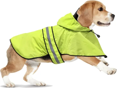 Vista 12 de Impermeables para Perros - Impermeables con Capucha para Perros, Chaqueta de Lluvia Reflectante Ajustable para Perros, Chaqueta de Lluvia Resistente