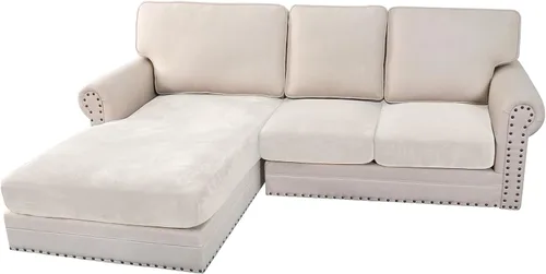 Vista 241 de H.VERSAILTEX Funda de cojín elástica de terciopelo para sofá, funda de cojín de felpa para cojines de silla, protector de muebles, cojín de asiento